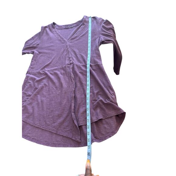 Cut Loose Top‎ Purple V-Neck 3/4 Sleeve Linen Cotton Jersey Tuck Front Medium - Picture 13 of 13